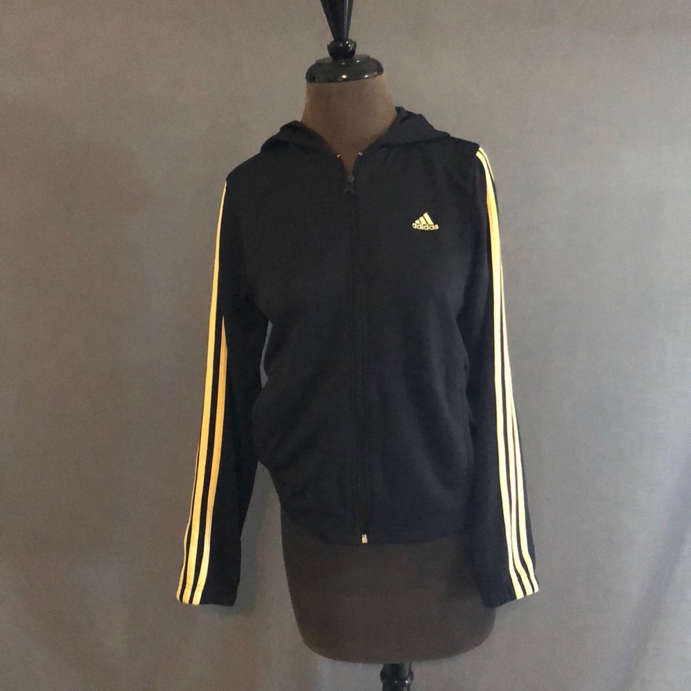 Adiddas lightweight black & yellow zip up hoodie.